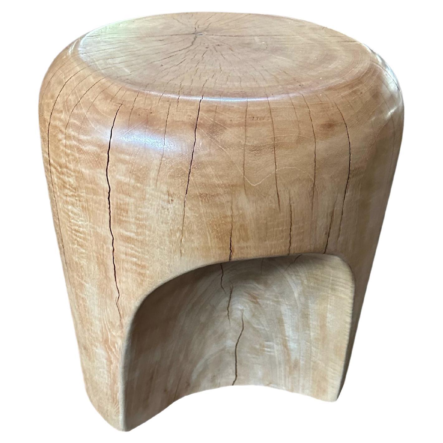 Sculptural Mango Wood Side Table, Hand-Crafted Modern Organic For Sale