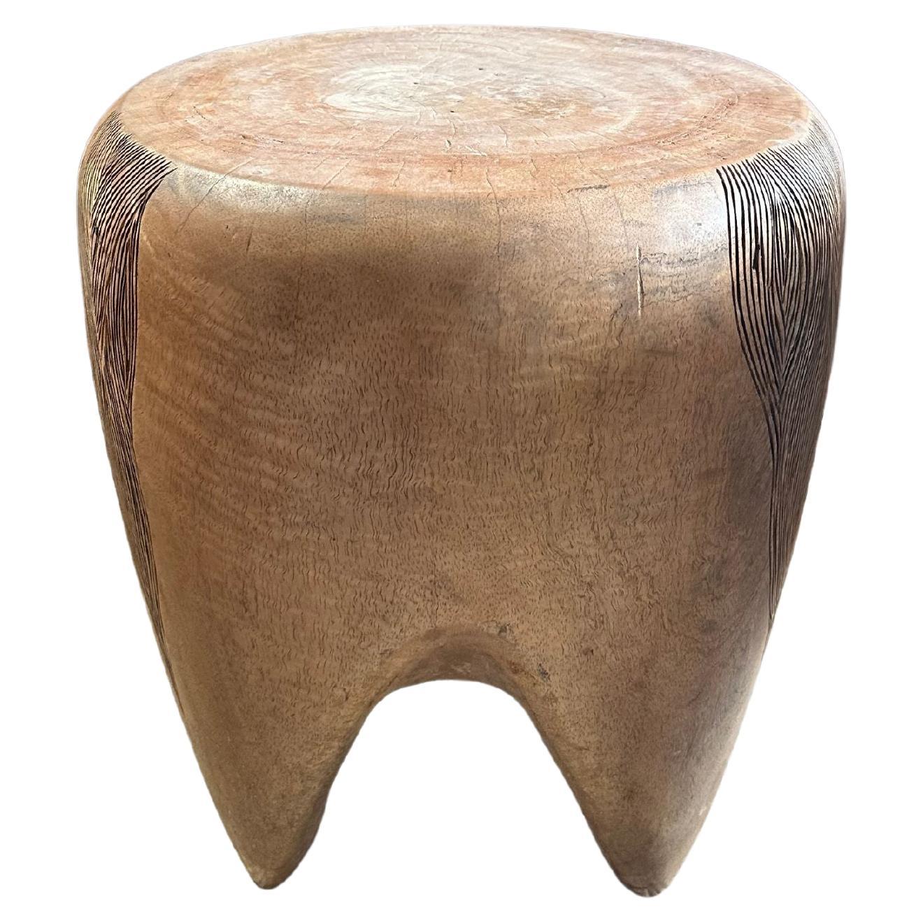 Sculptural Mango Wood Side Table, Hand-Crafted Modern Organic For Sale