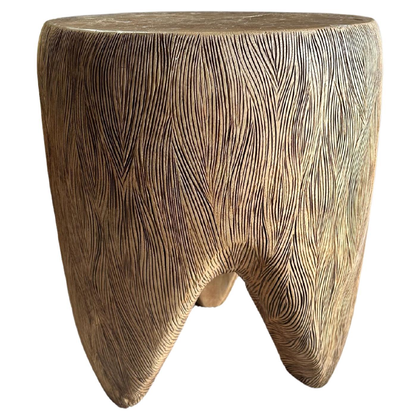 Sculptural Mango Wood Side Table, Hand-Crafted Modern Organic For Sale