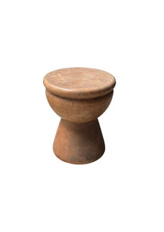 Sculptural Mango Wood Side Table Hour Glass Form, Modern Organic
