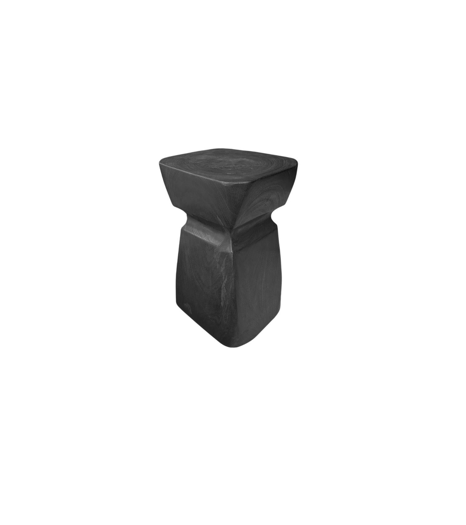 Indonesian Sculptural Mango Wood Side Table, Modern Organic, Burnt Finish For Sale