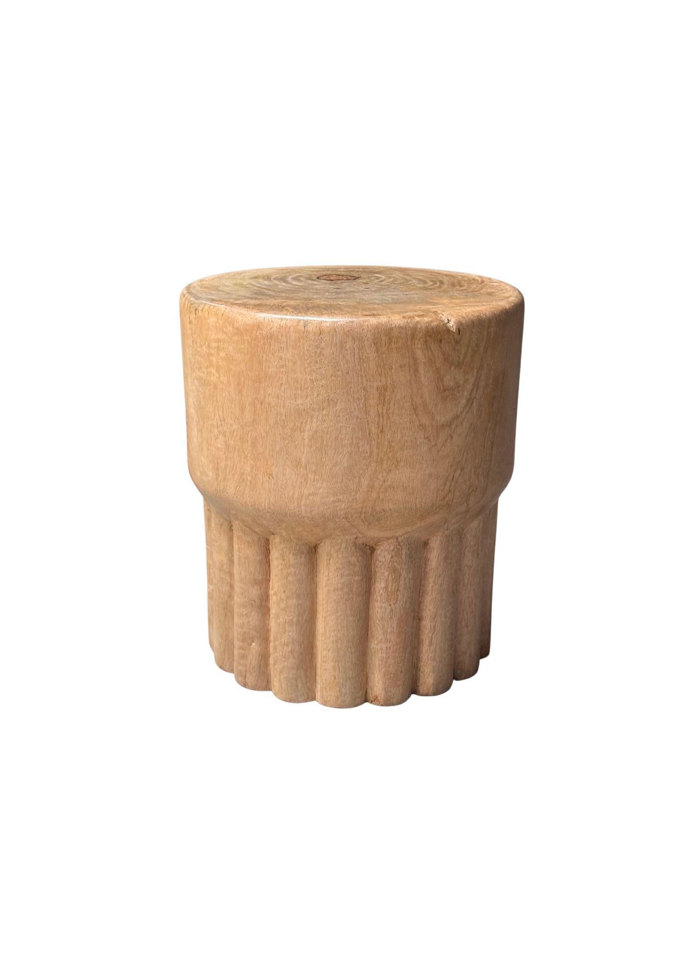 Hand-Crafted Sculptural Mango Wood Side Table, Modern Organic For Sale