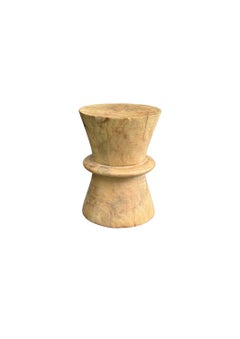 Sculptural Mango Wood Side Table, Natural Finish, Modern Organic