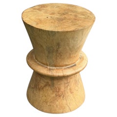 Sculptural Mango Wood Side Table, Natural Finish, Modern Organic