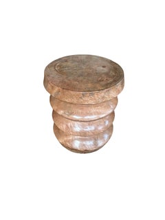 Sculptural Mango Wood Side Table, Stacked Design Hand-Crafted Modern Organic