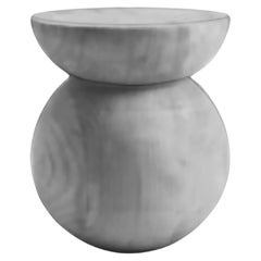 Tabouret sculptural en bois de mango, grand design sphérique