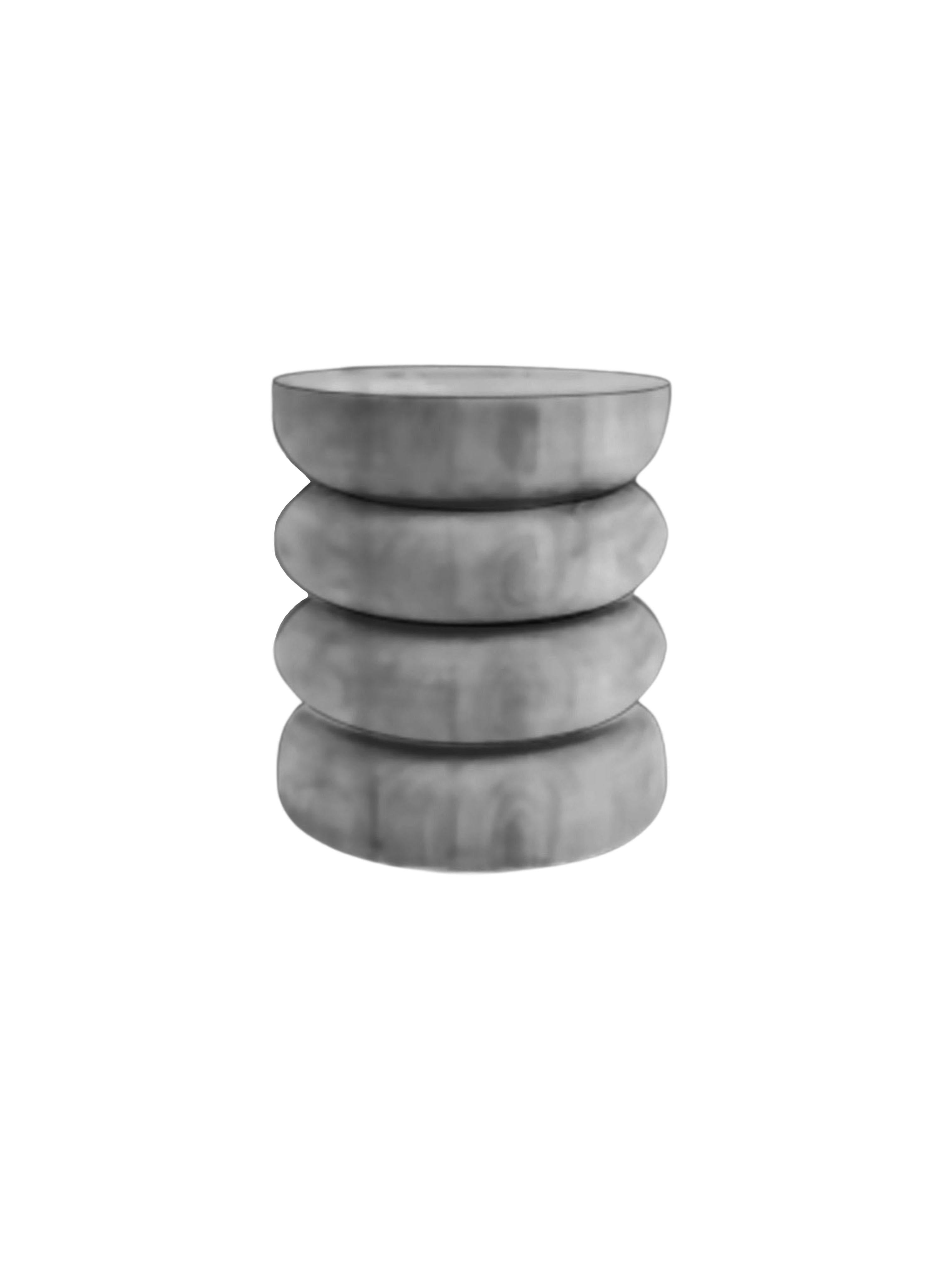 Organic Modern Sculptural Mango Wood Stool Layered Design For Sale