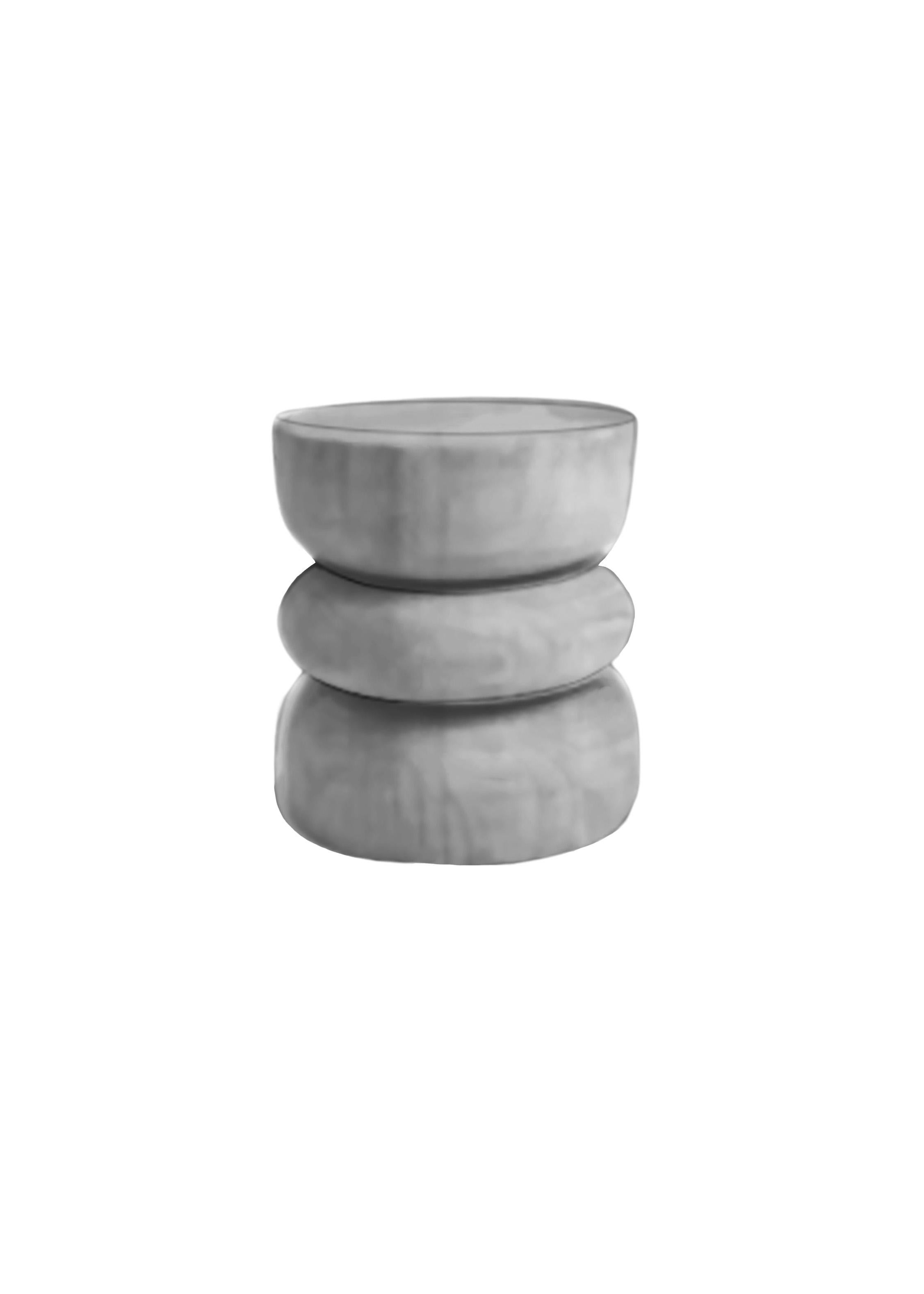 Contemporary Sculptural Mango Wood Stool Layered Design For Sale