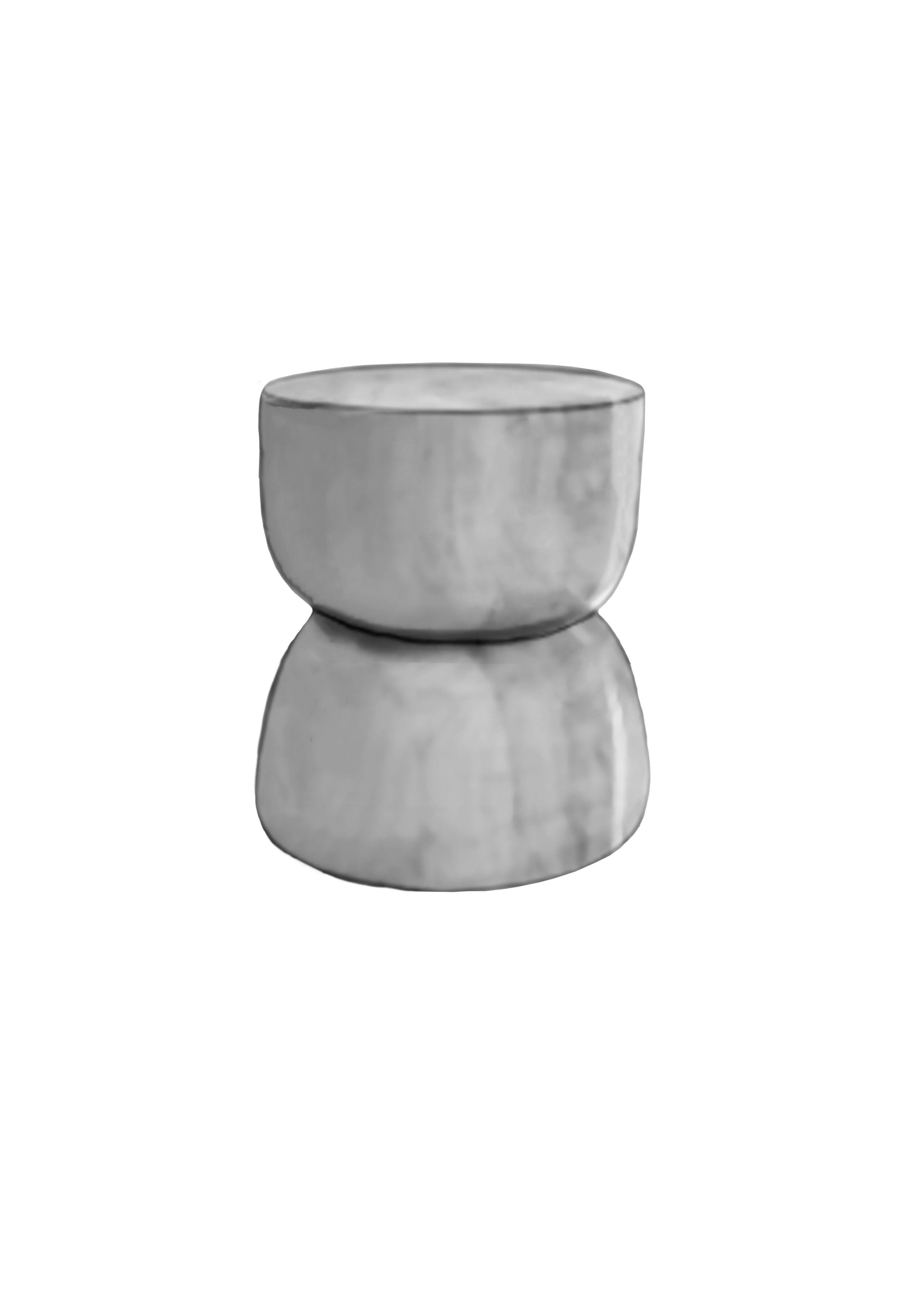 Sculptural Mango Wood Stool Layered Design For Sale 2