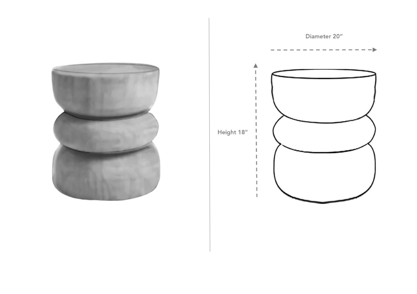 Fait main Tabouret sculptural en bois de manguier Trilayer Design en vente