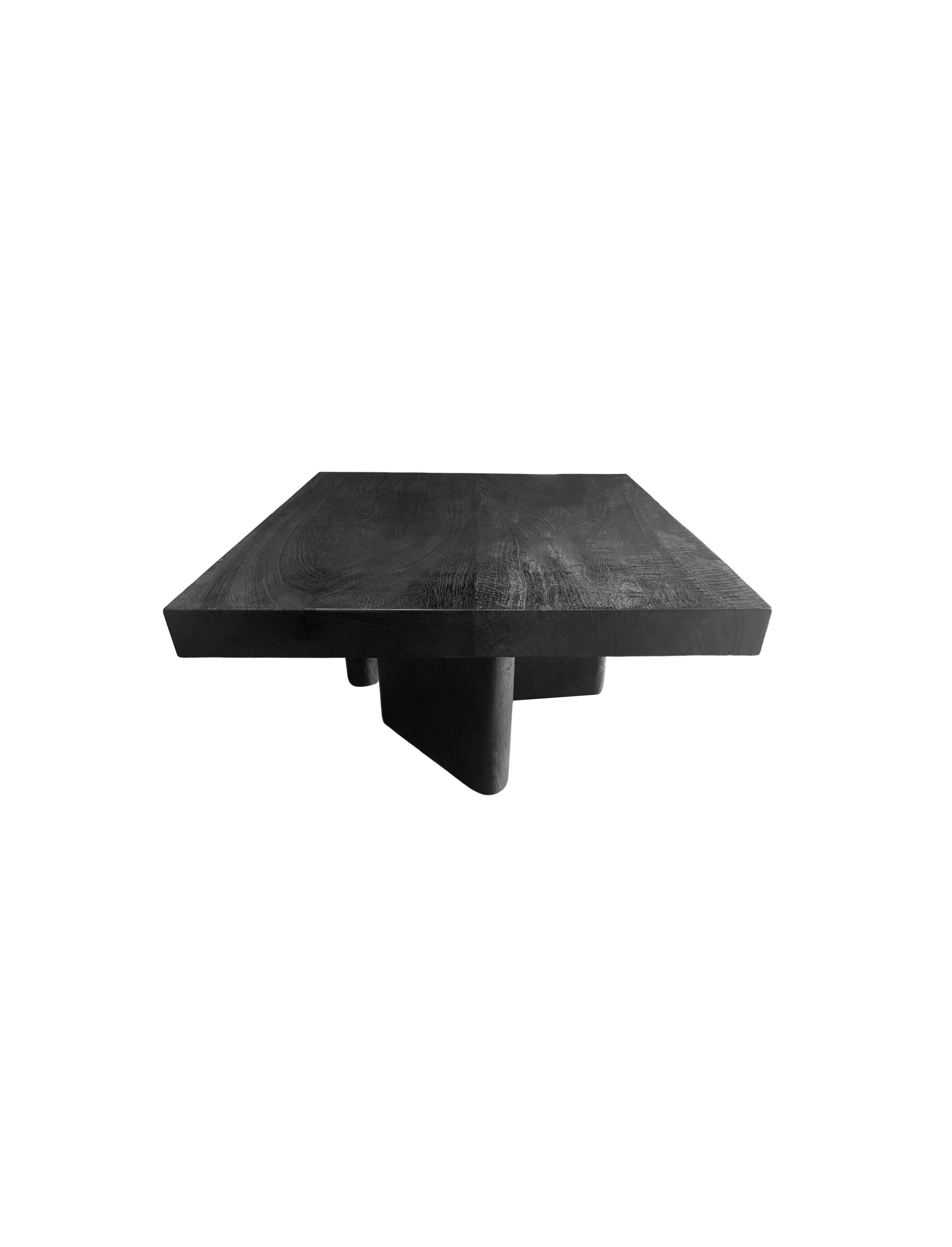 Other Sculptural Mango Wood Table Burnt Finish Modern Organic For Sale