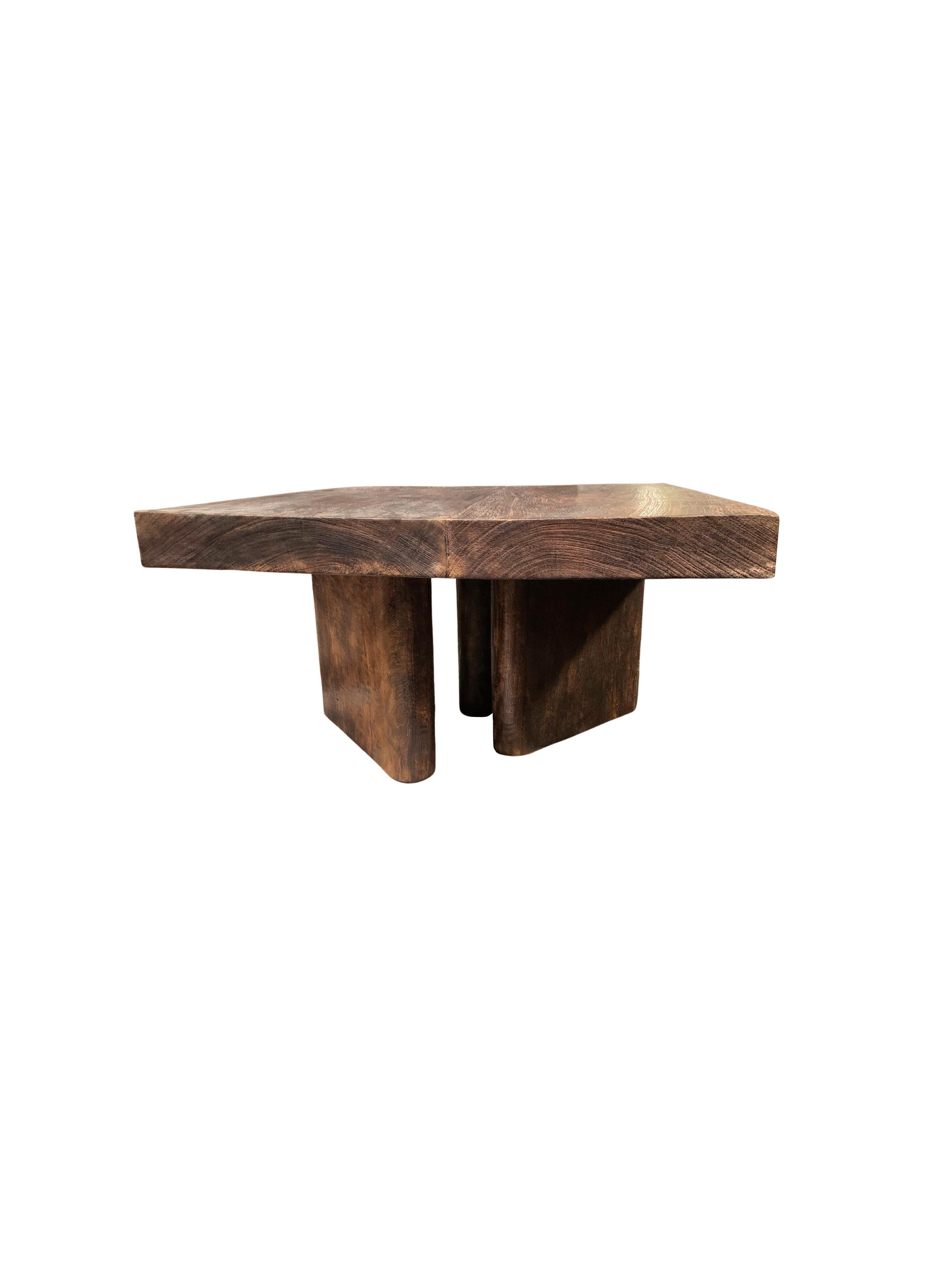 Other Sculptural Mango Wood Table Espresso Finish Modern Organic For Sale
