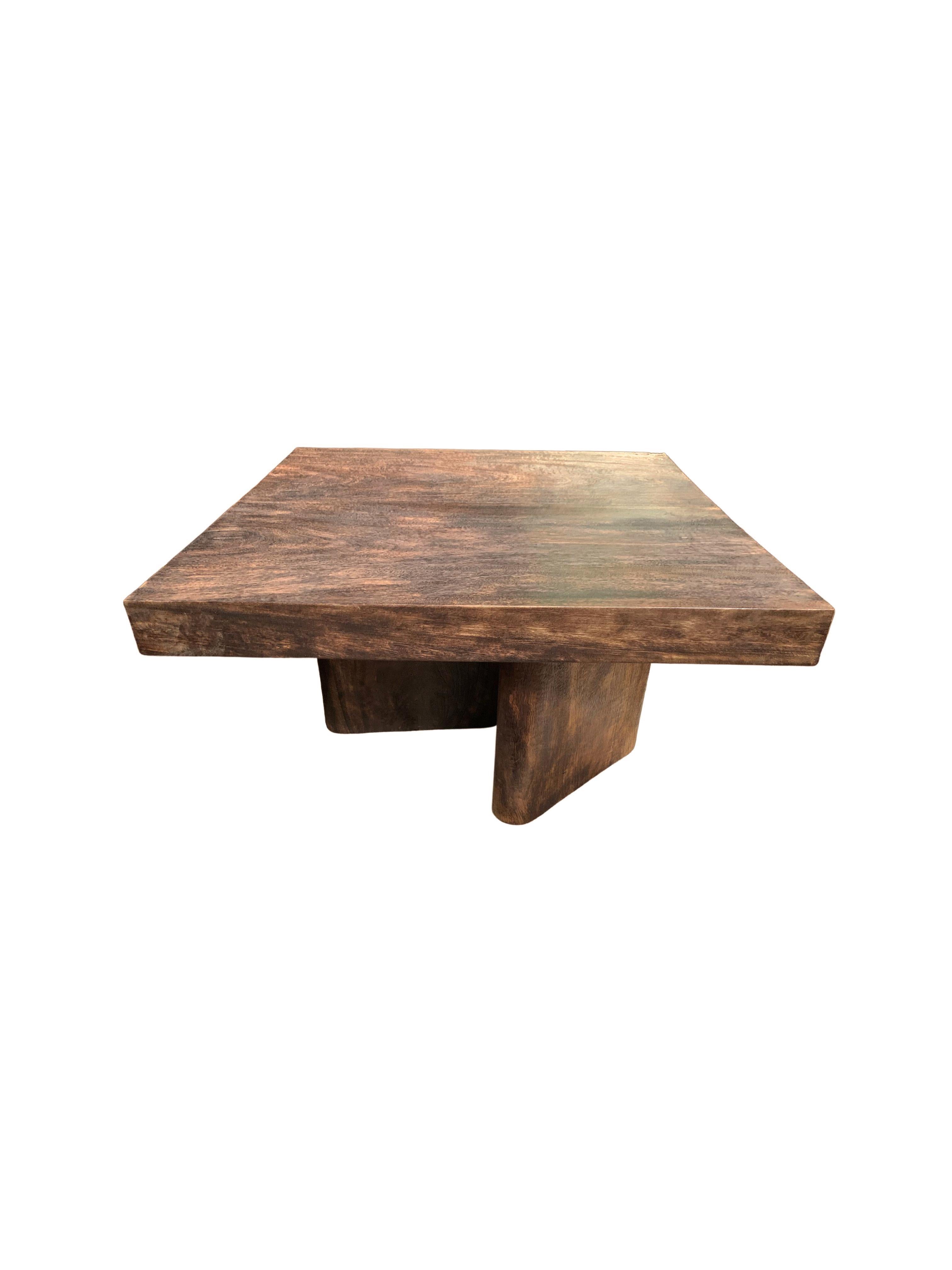 Indonesian Sculptural Mango Wood Table Espresso Finish Modern Organic For Sale