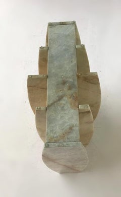 Sculptural Marble and Glass Top Oval Dining Table