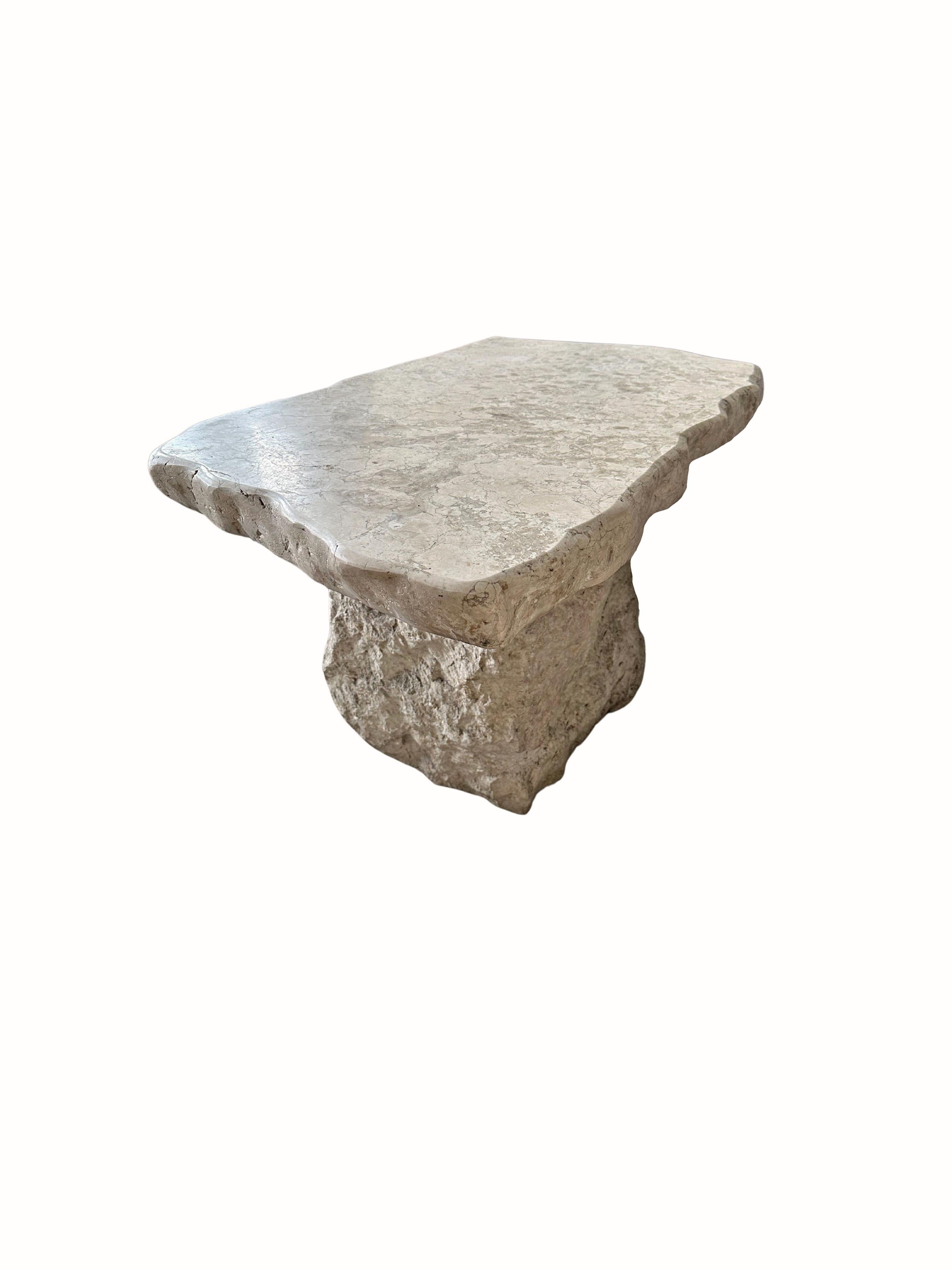 Contemporary Sculptural Marble Table, Modern Organic