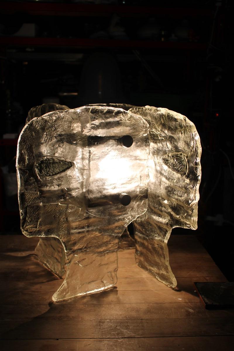 Mid-20th Century Sculptural Mazzega Table Lamp Carlo Nason 1960s Murano Glass Faces For Sale