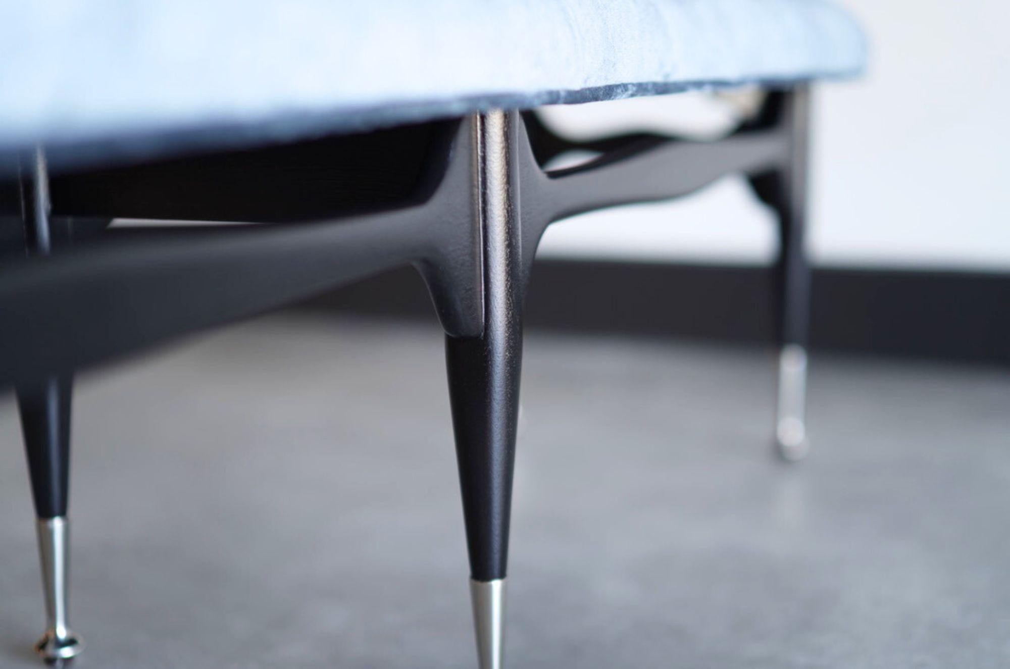 20th Century Sculptural MCM EBonized Mahogany Bench, C. 1950s For Sale