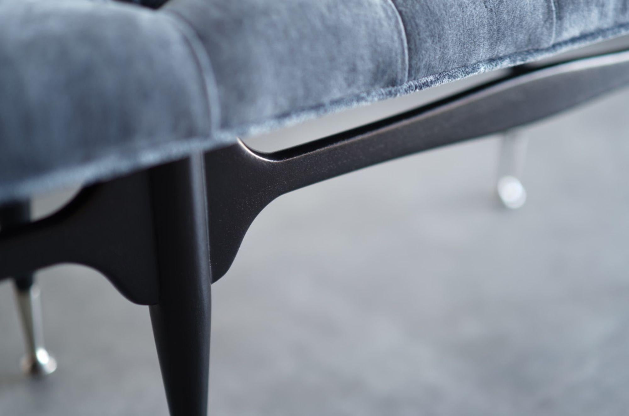 Chenille Sculptural MCM EBonized Mahogany Bench, C. 1950s For Sale