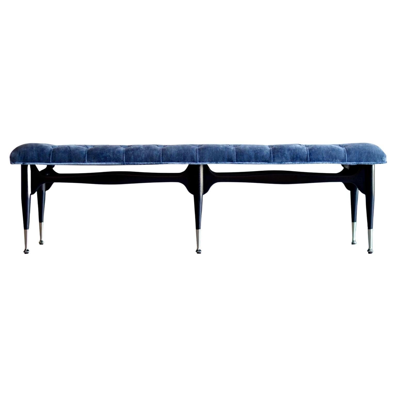 Sculptural MCM EBonized Mahogany Bench, C. 1950s