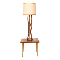Sculptural MCM Table Lamp in Walnut