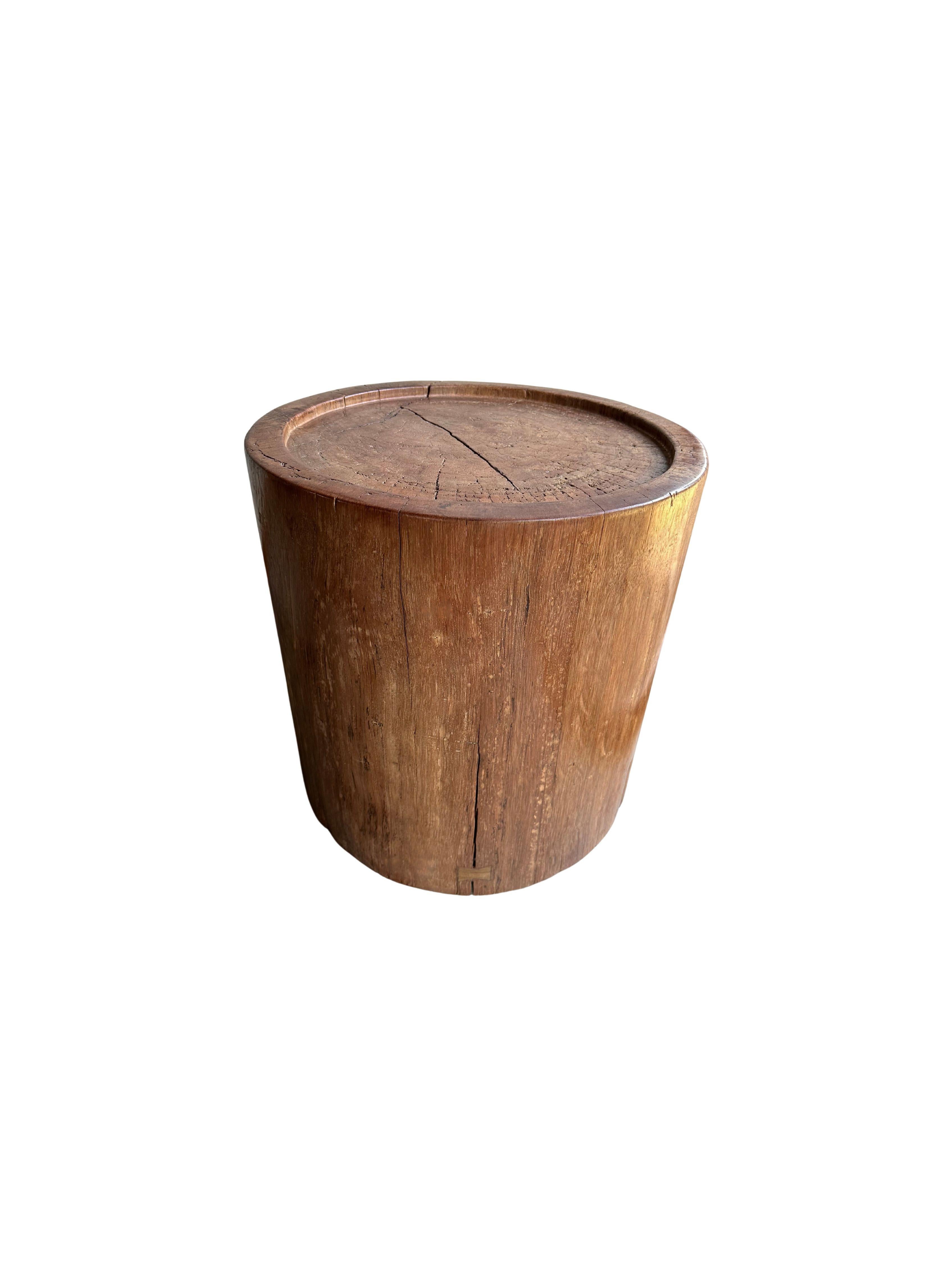 Sculptural Meranti Wood Side Table, with Stunning Wood Textures, Modern Organic For Sale 3