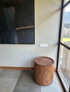 Sculptural Meranti Wood Side Table, with Stunning Wood Textures, Modern Organic