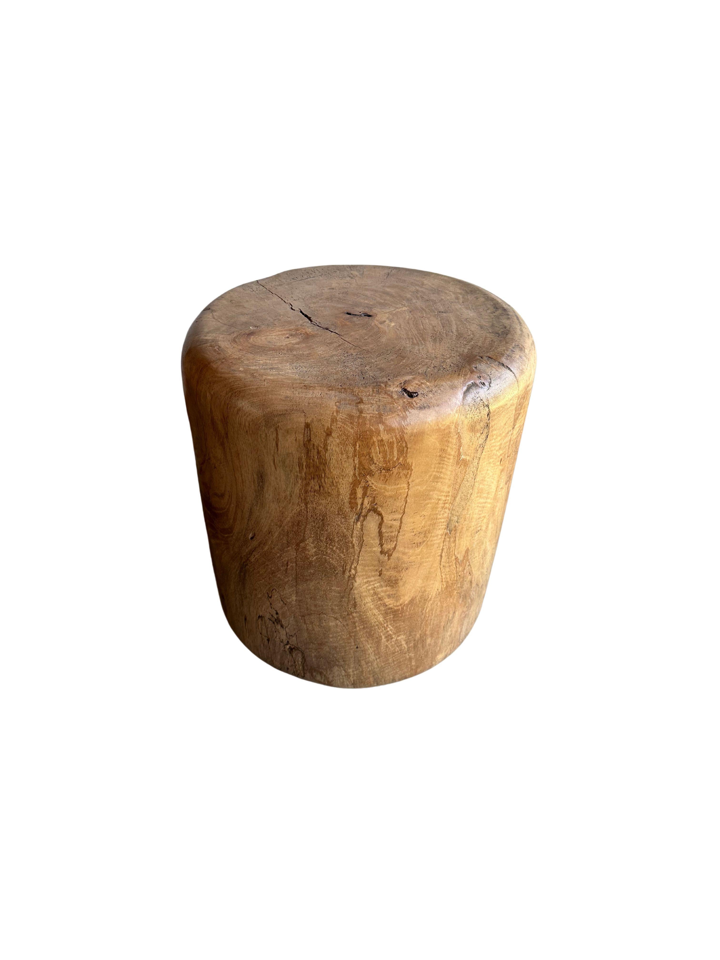 Organic Modern Sculptural Meranti Wood Side Table, with Stunning Wood Textures, Modern Organic For Sale