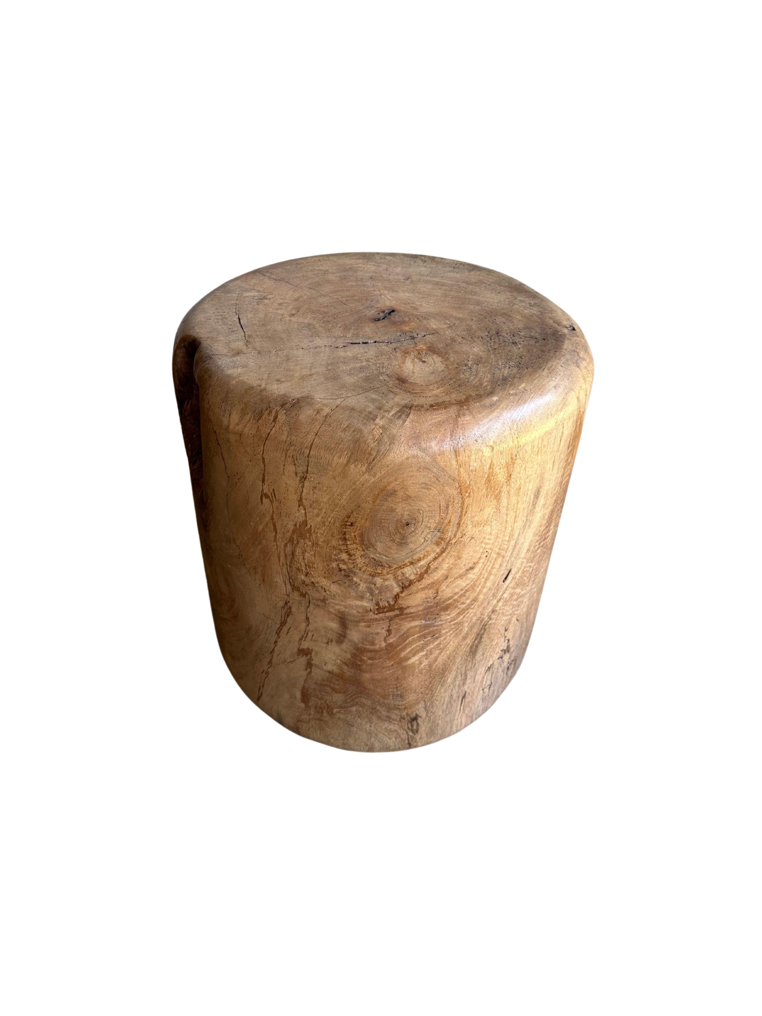 Indonesian Sculptural Meranti Wood Side Table, with Stunning Wood Textures, Modern Organic For Sale