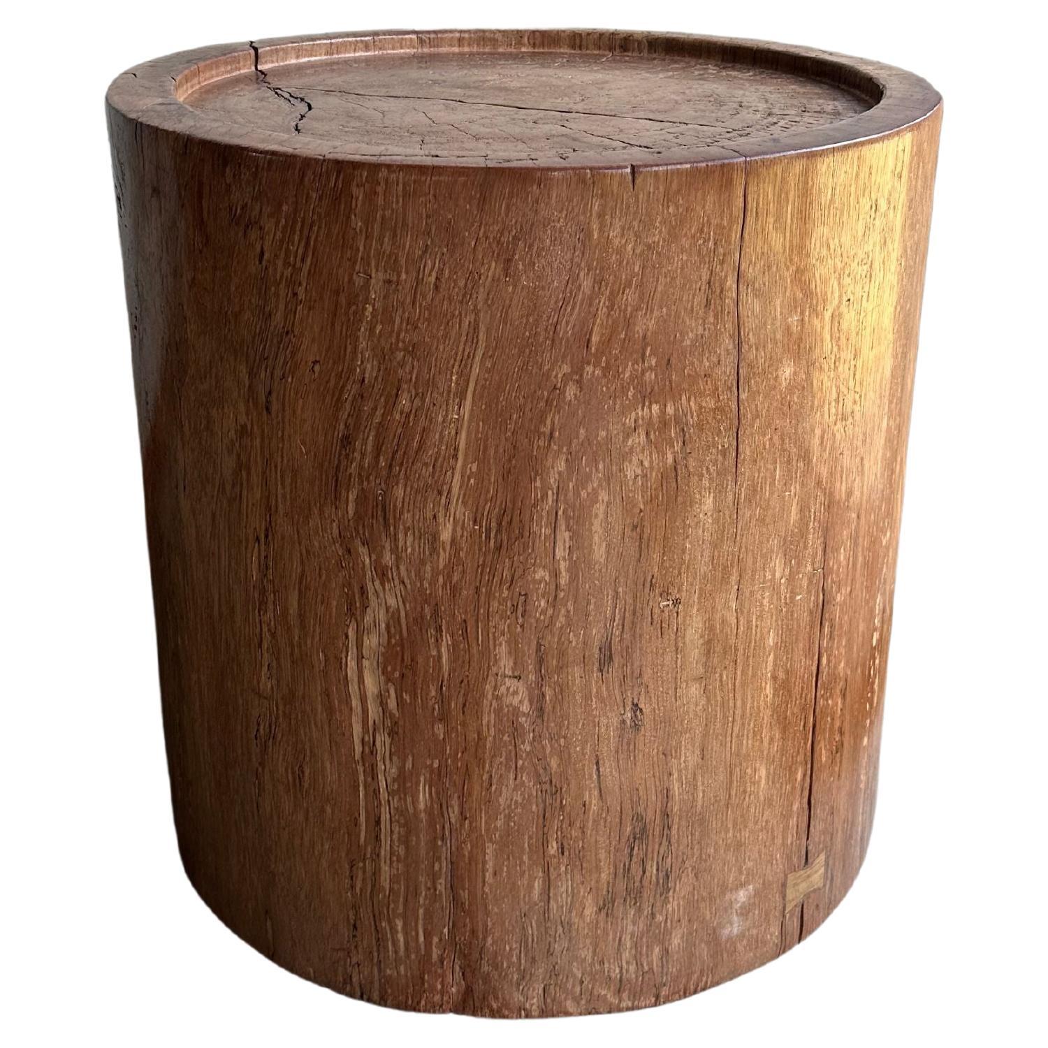 Sculptural Meranti Wood Side Table, with Stunning Wood Textures, Modern Organic For Sale