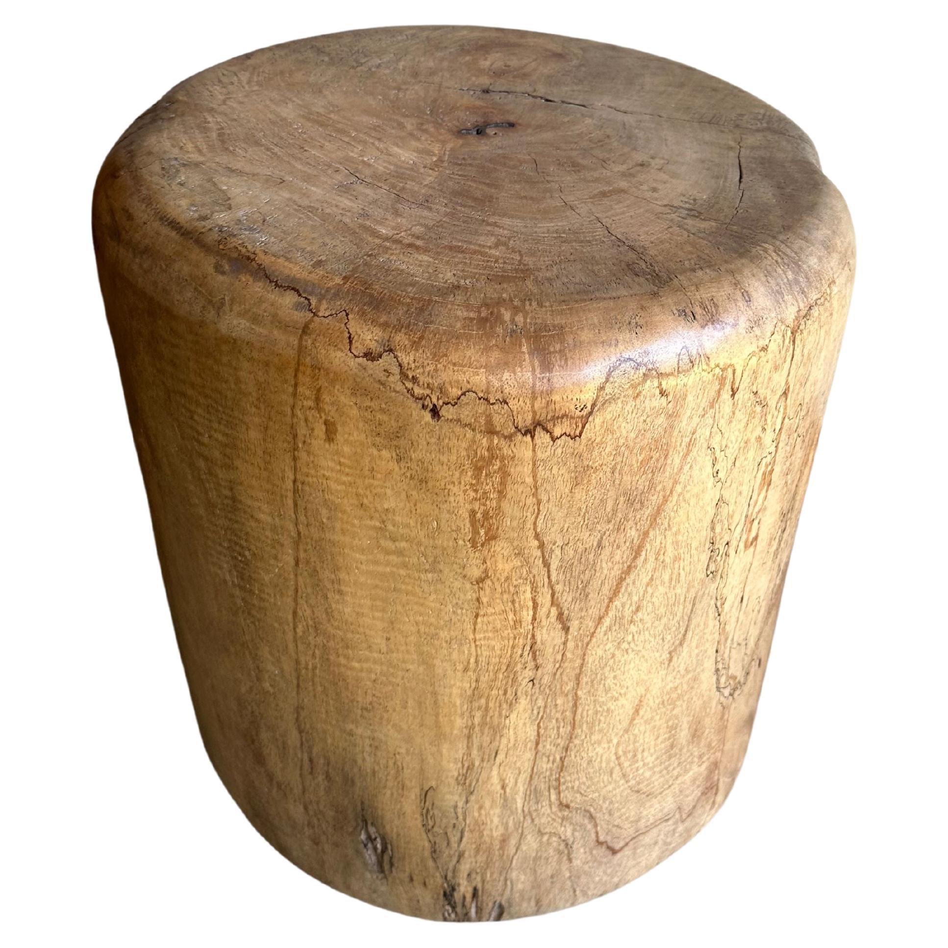 Sculptural Meranti Wood Side Table, with Stunning Wood Textures, Modern Organic