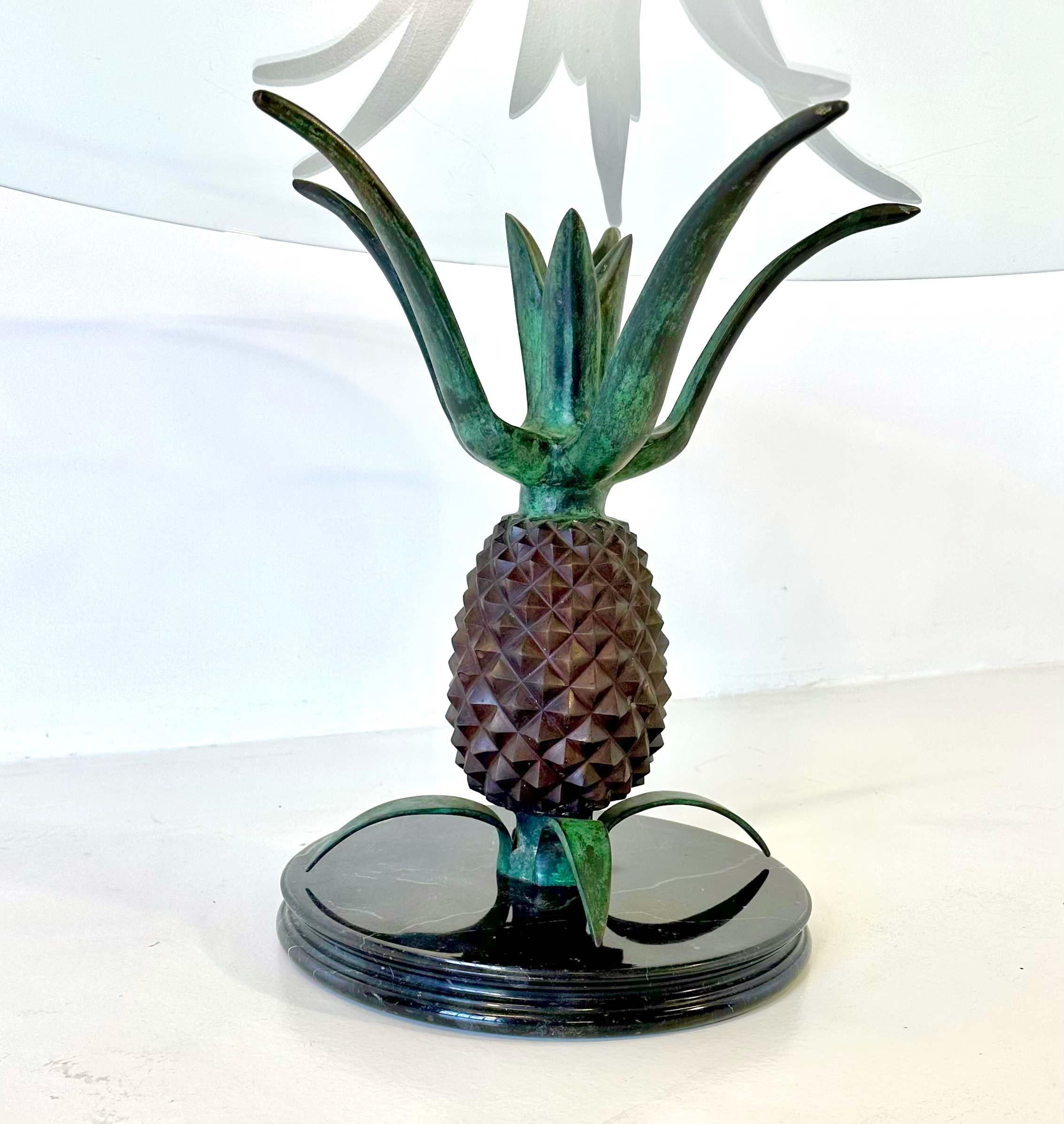 French Sculptural Metal, Glass and Marble Pineapple Coffee Table, 1970s, Maison Jansen
