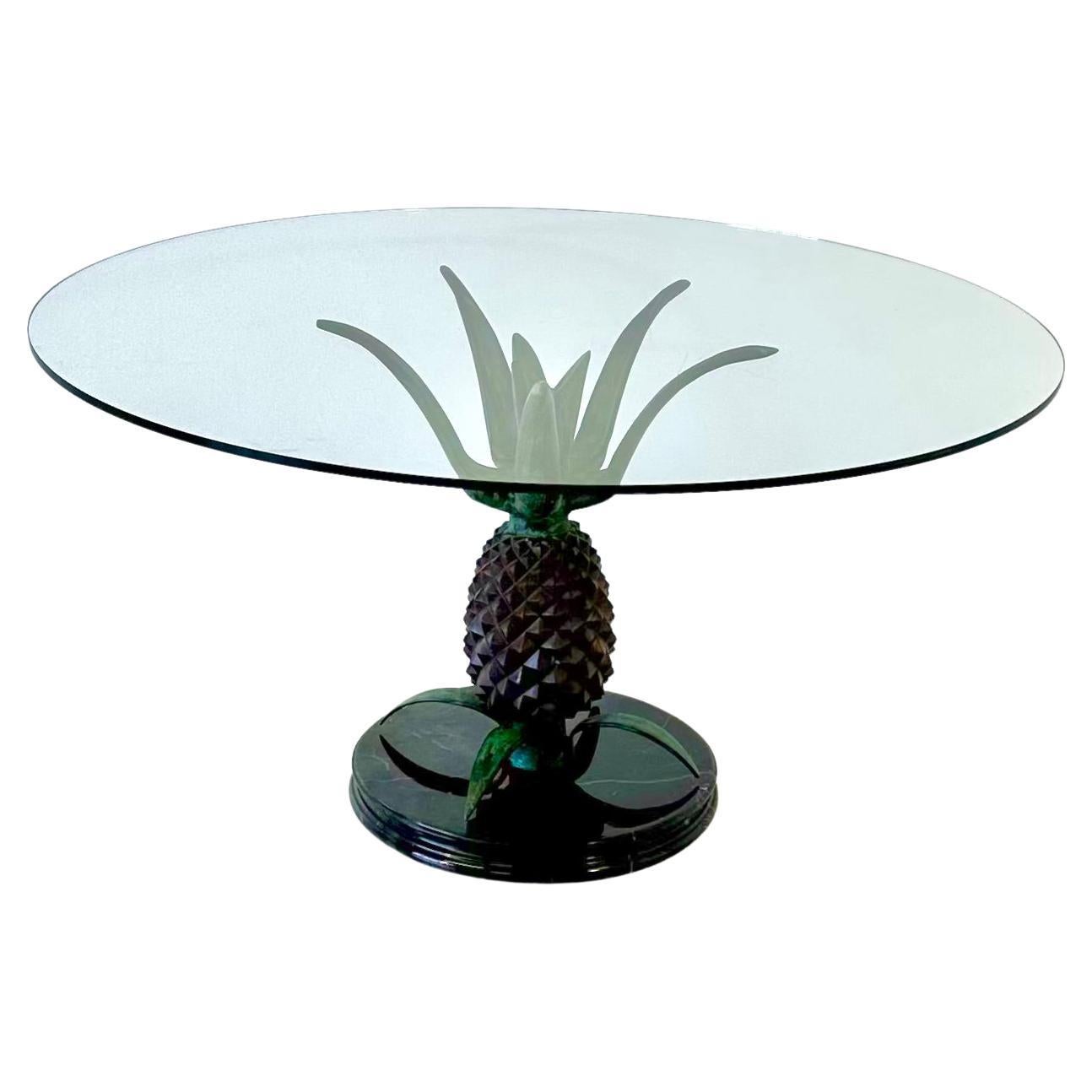 Sculptural Metal, Glass and Marble Pineapple Coffee Table, 1970s, Maison Jansen