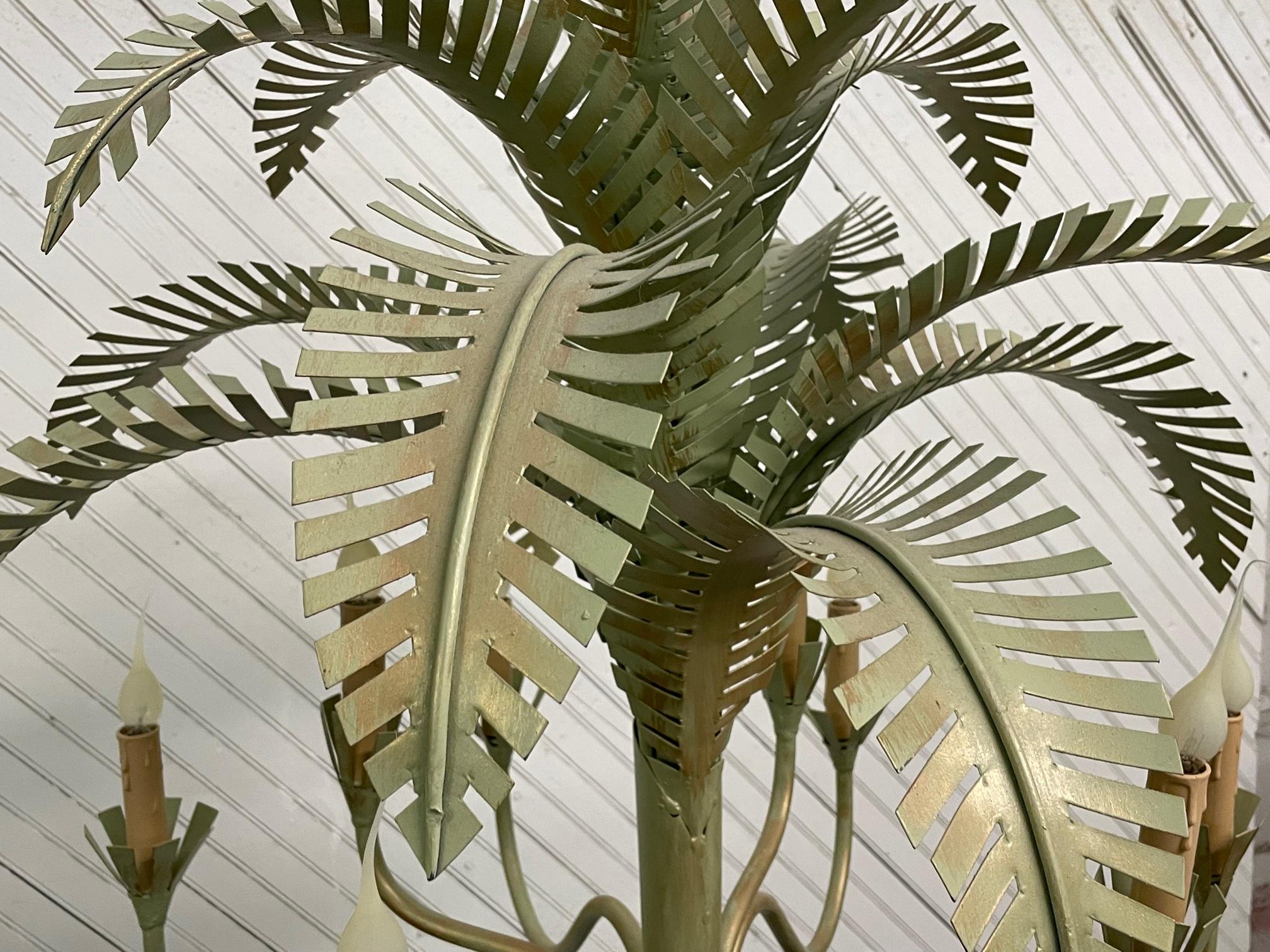 Late 20th Century Sculptural Metal Palm Tree Chandelier by Currey and Company