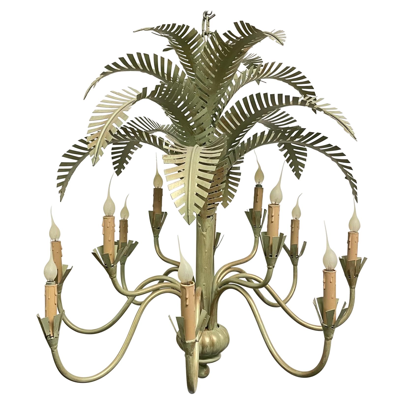 Sculptural Metal Palm Tree Chandelier by Currey and Company