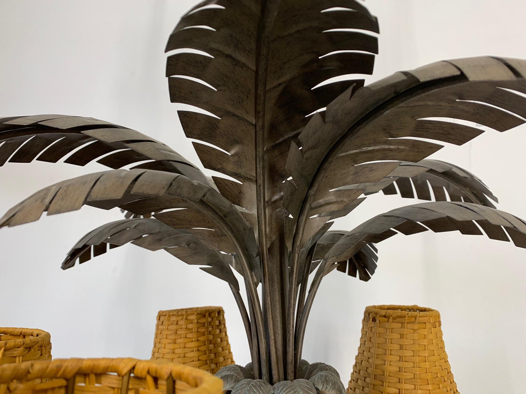 Late 20th Century Sculptural Metal Palm Tree Chandelier
