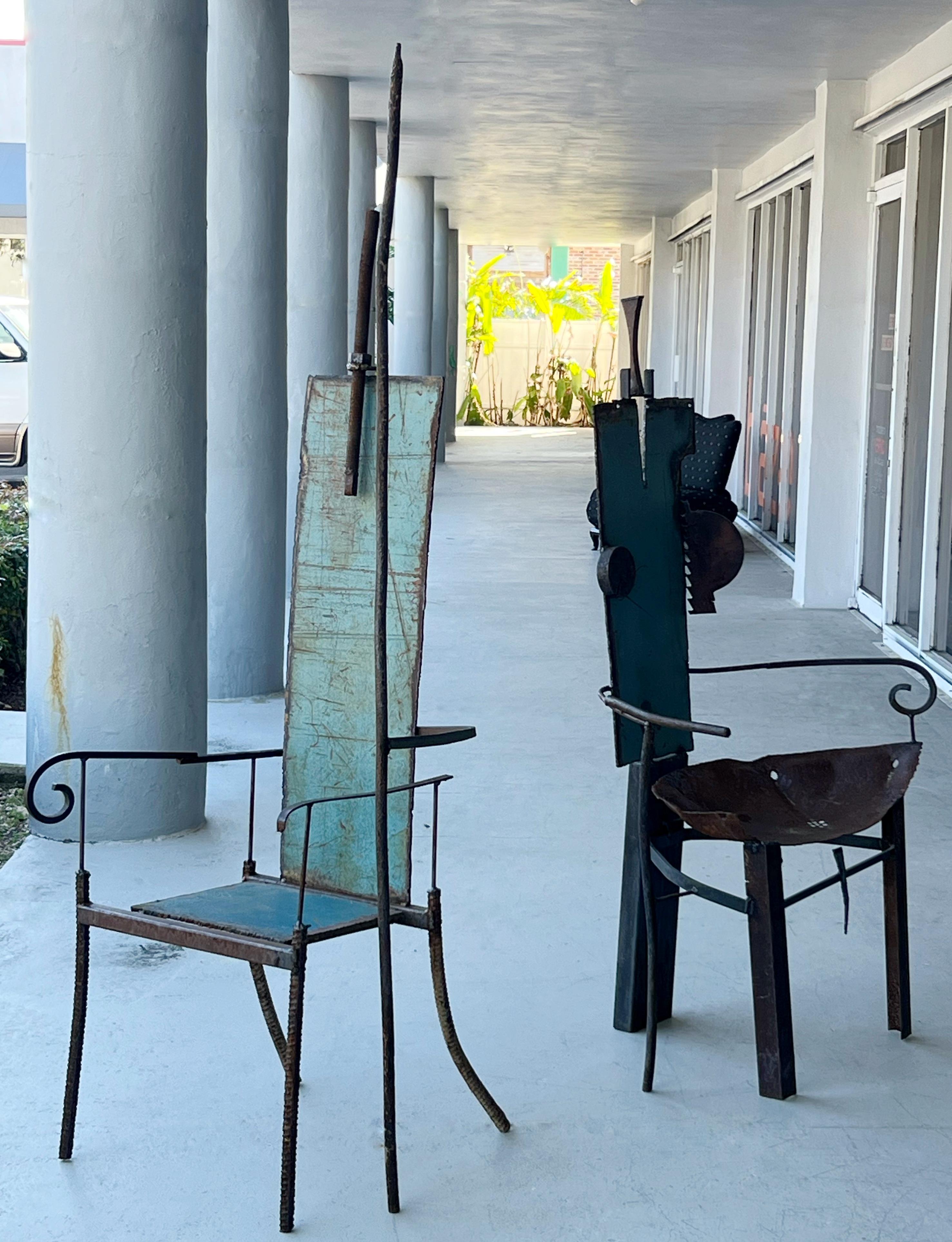 Sculptural Metal Throne Chairs by Mustapha Chadid For Sale 11