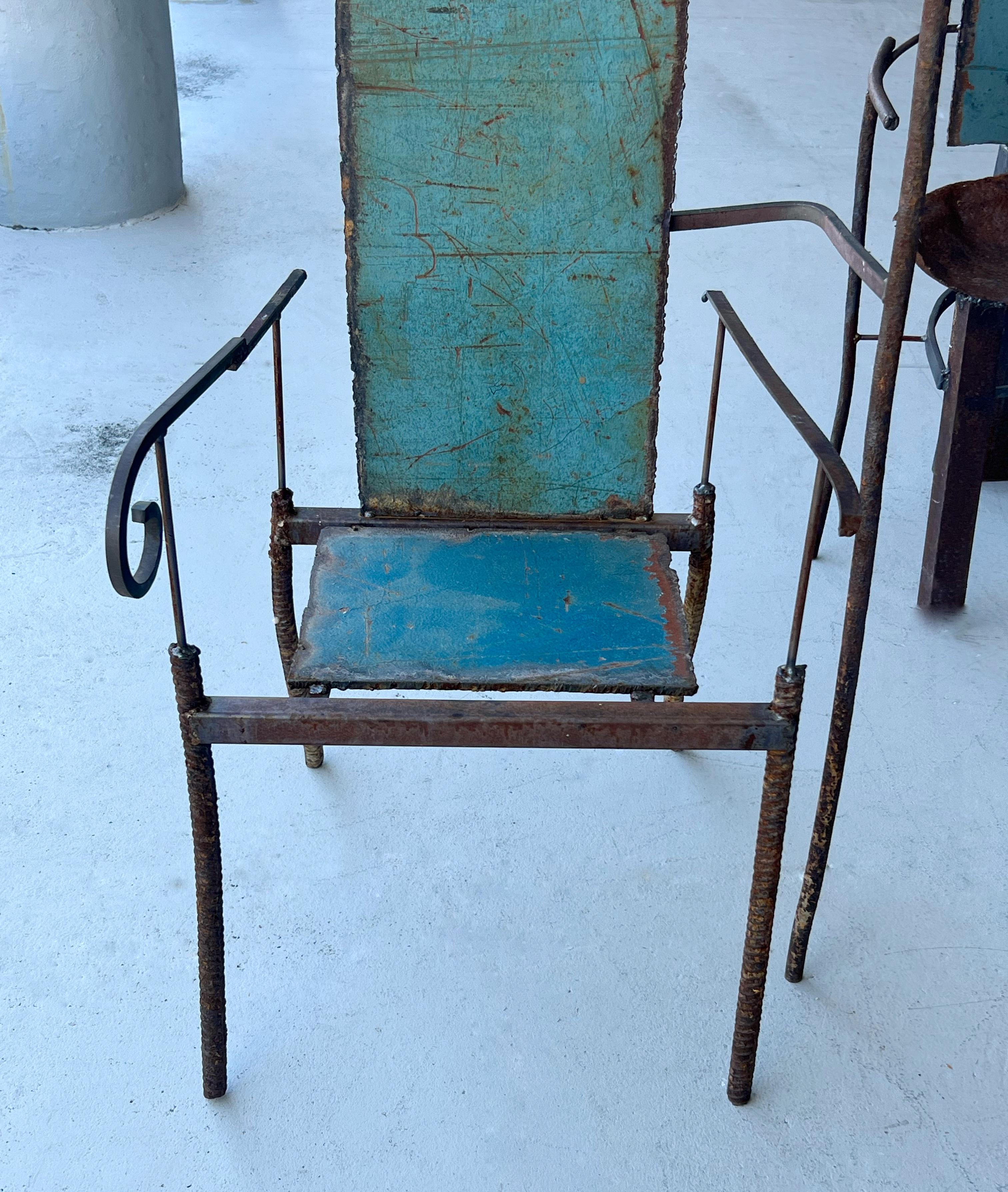 Late 20th Century Sculptural Metal Throne Chairs by Mustapha Chadid For Sale