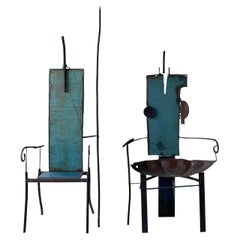 Sculptural Metal Throne Chairs by Mustapha Chadid