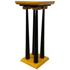 Sculptural Michael Graves Bird's-Eye Maple Pedestal with Ebonized Wood Columns