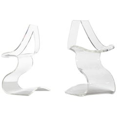 Sculptural Michel a Pair Dumas Chairs in Two Different Versions