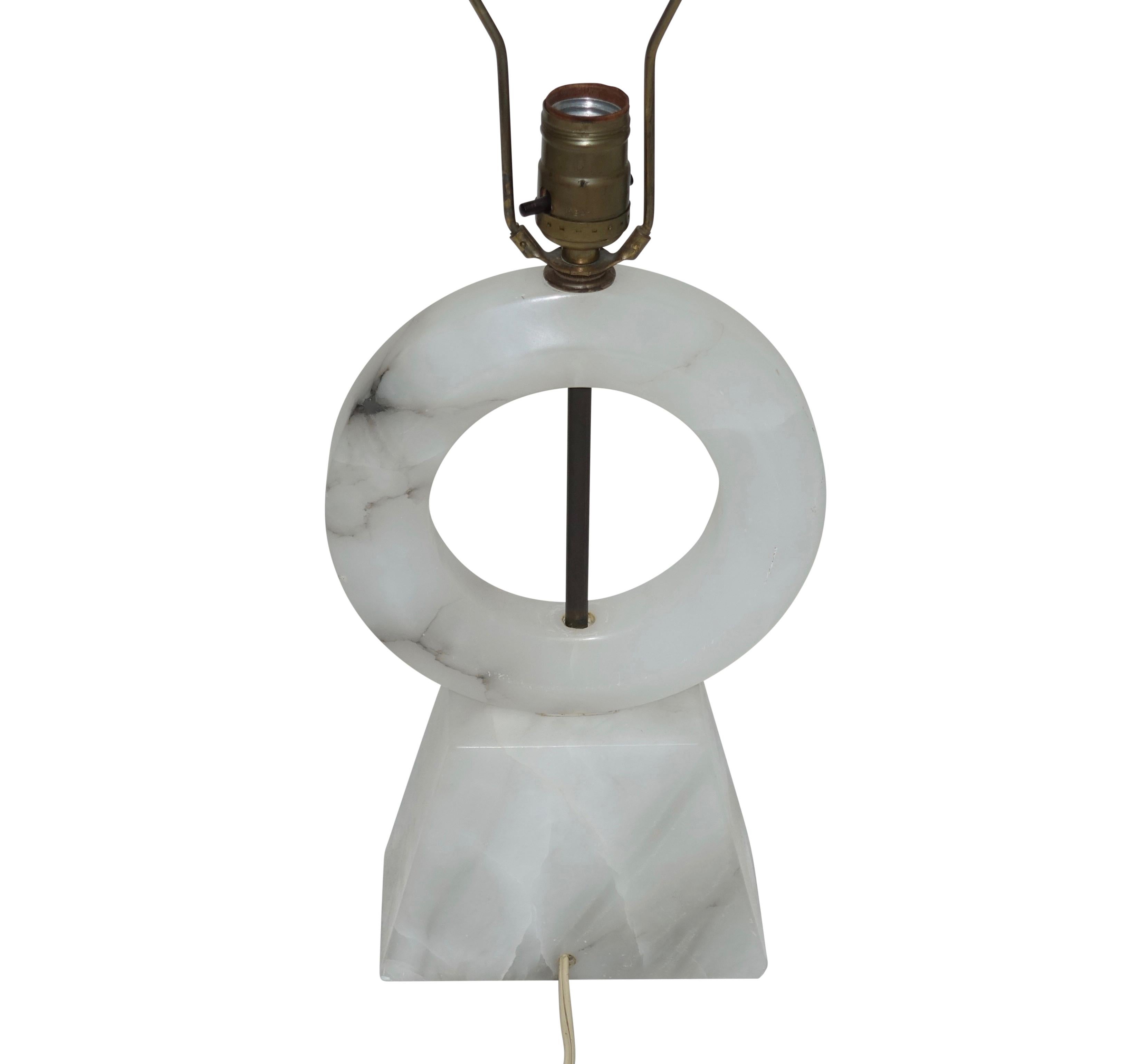 European Sculptural Mid-Century Alabaster Lamp