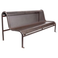 Sculptural Mid Century Bench Perforated Steel Park Bench circa 1960s Modern 72"L