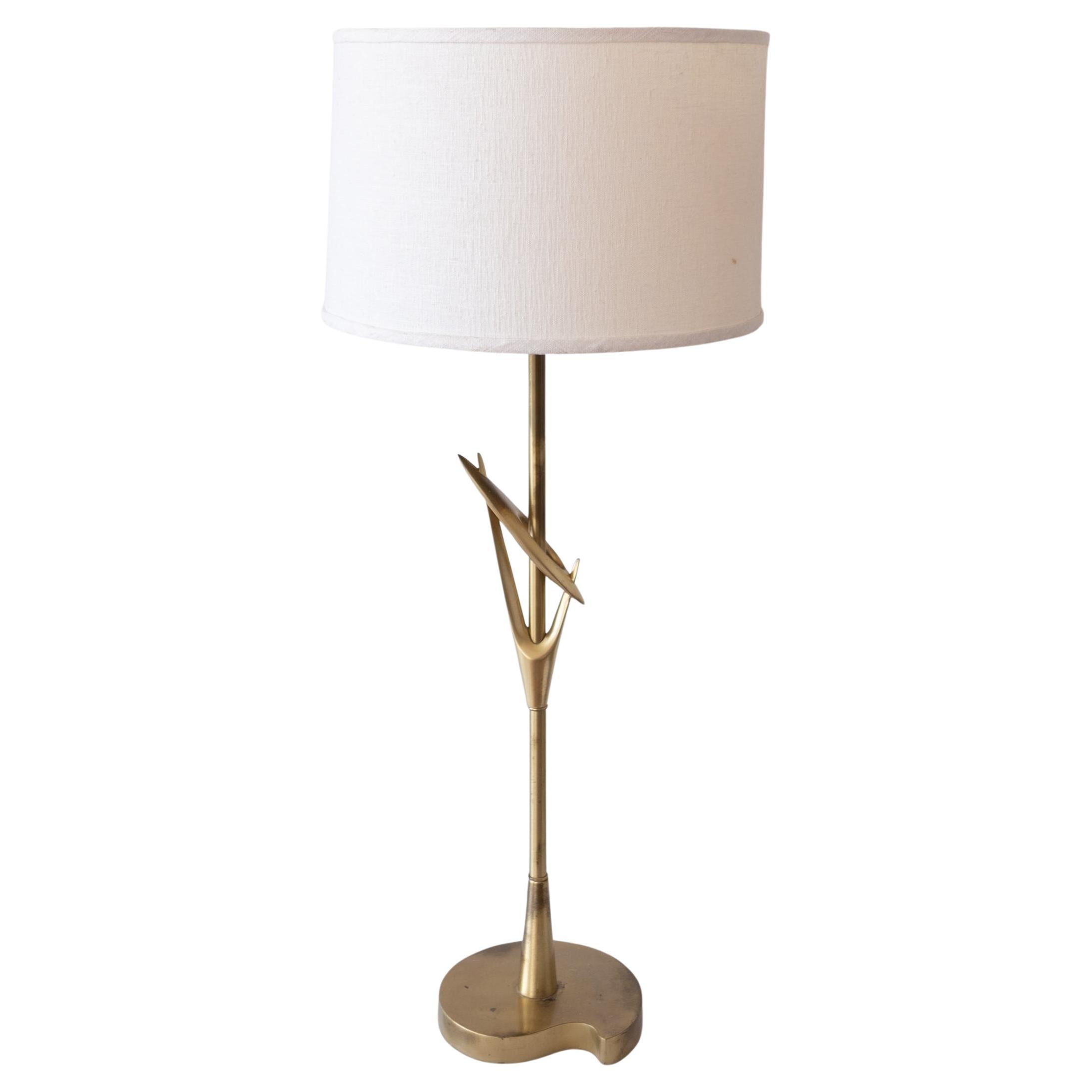 Sculptural Mid Century Brass Table Lamp