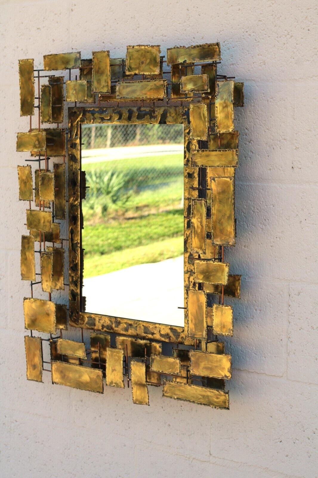 American Sculptural Mid-Century Brutalist Mirror For Sale