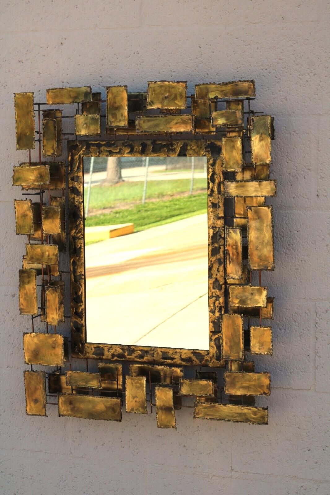 Late 20th Century Sculptural Mid-Century Brutalist Mirror For Sale