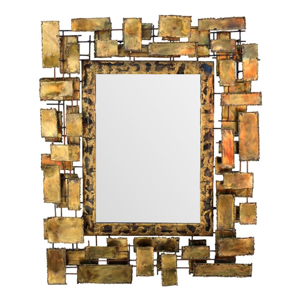 Sculptural Mid-Century Brutalist Mirror For Sale 1