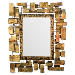 Vintage Sculptural Mid-Century Brutalist Mirror