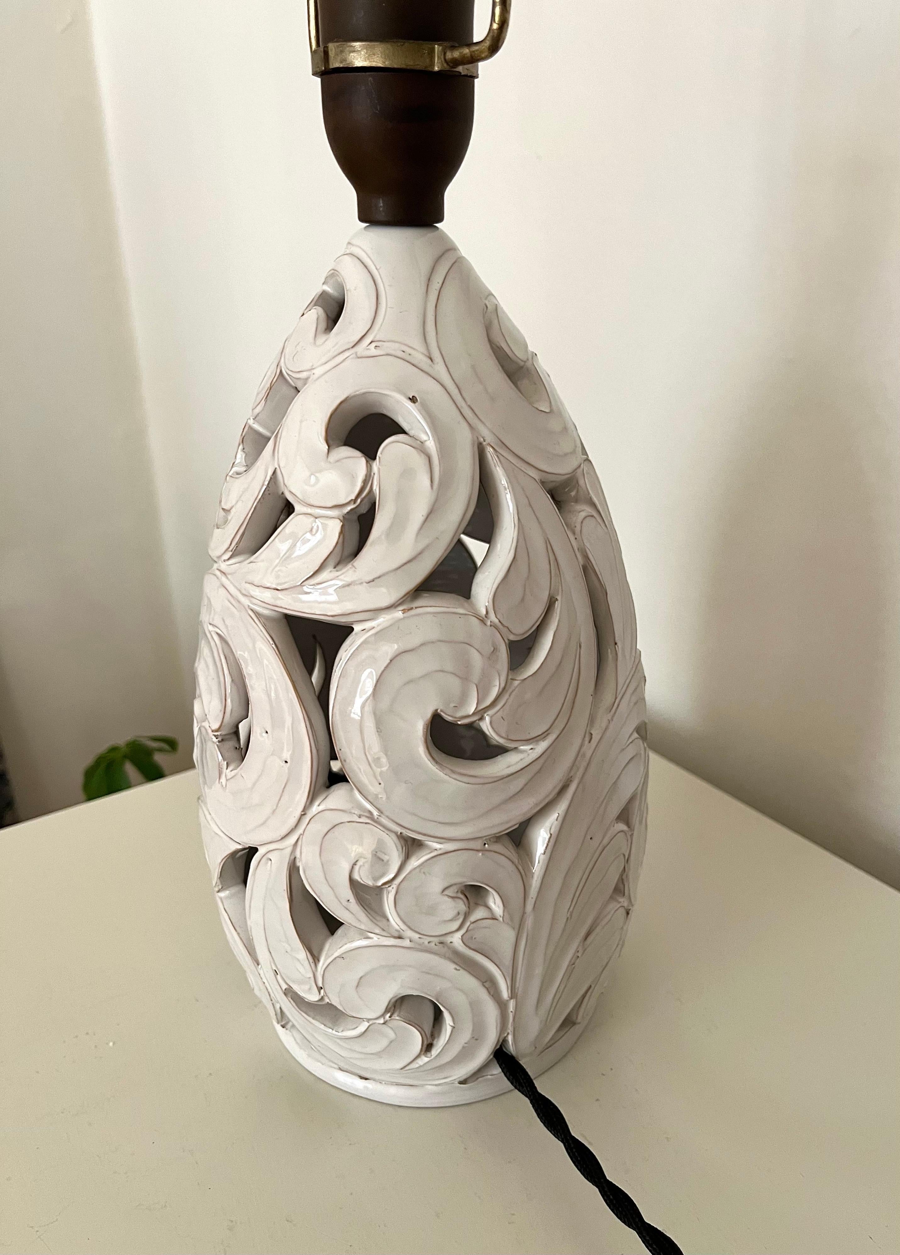 Glazed Sculptural Mid-Century Ceramic Table Lamp, Klein Unica, Denmark For Sale