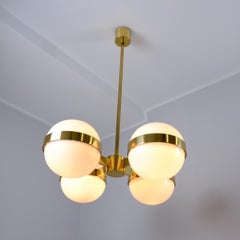 Sculptural Mid-Century Chandelier, Brass &Glass, Heikki Turunen, Orno 1970s