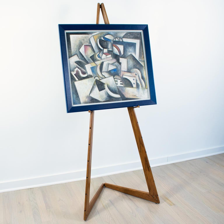 Sculptural MidCentury Danish Modern Oak Folding Art Display Easel For